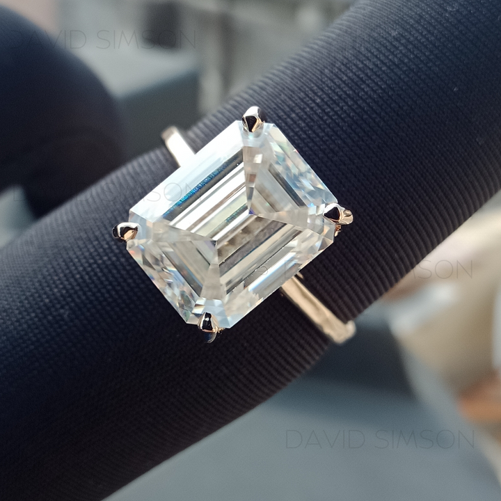 3.50CT Emerald Cut Diamond Moissanite Hidden Halo Engagement Ring