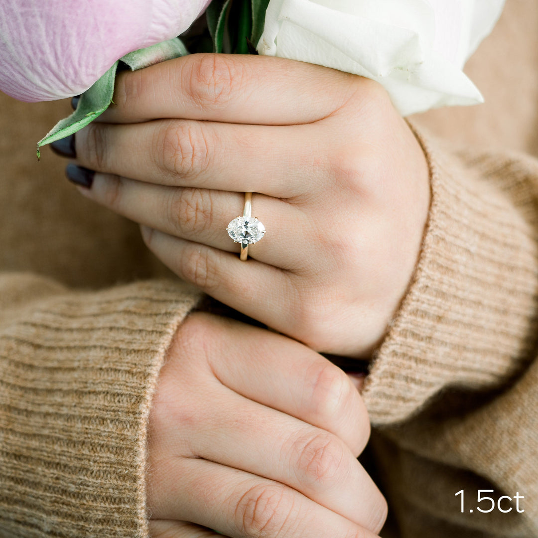 Oval Cut Prong Solitaire Moissanite Engagement Ring