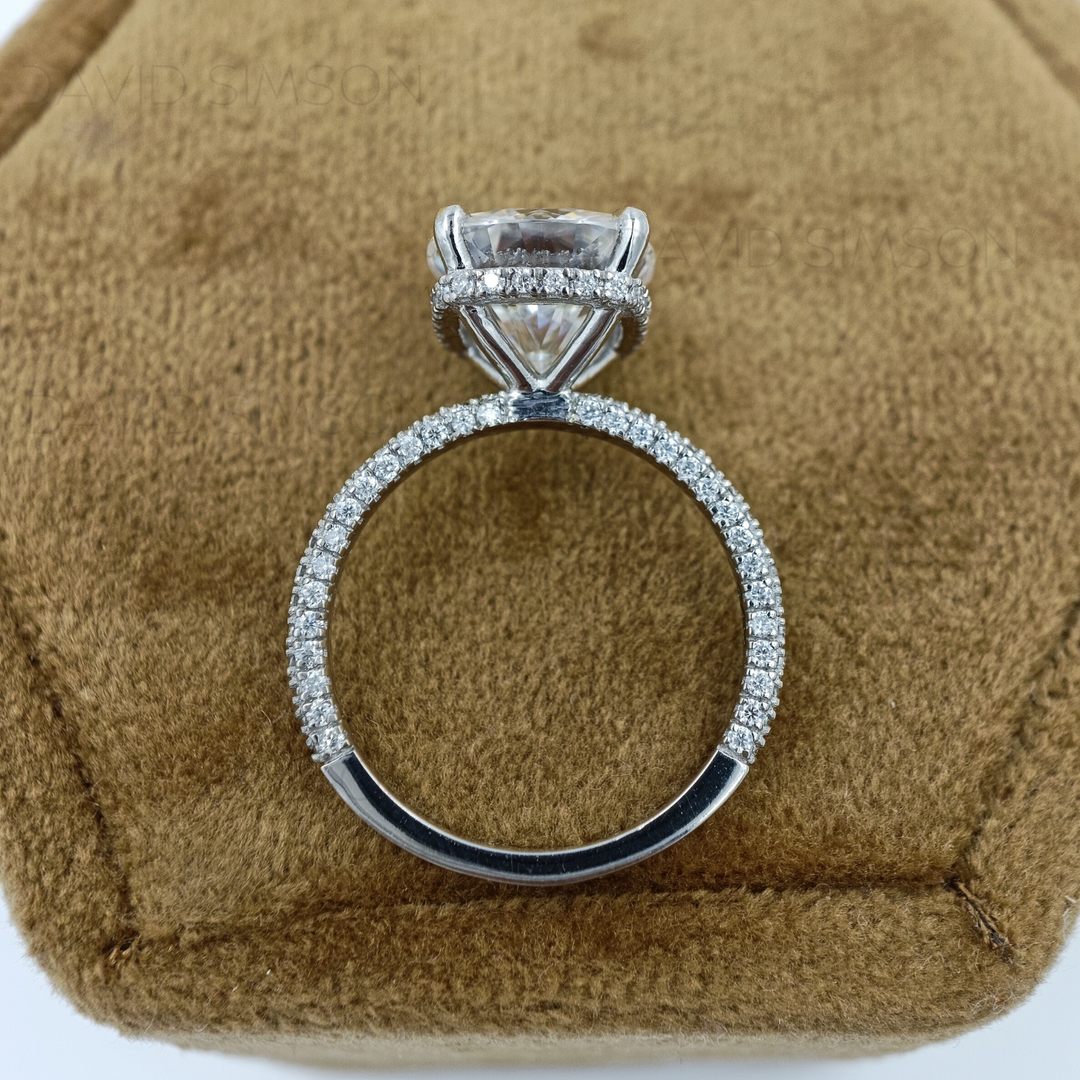 3.87CT Cushion Cut Diamond Halo Moissanite Engagement Ring