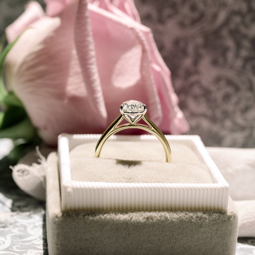 Pear Cut Moissanite Diamond Cathedral Solitare Engagement