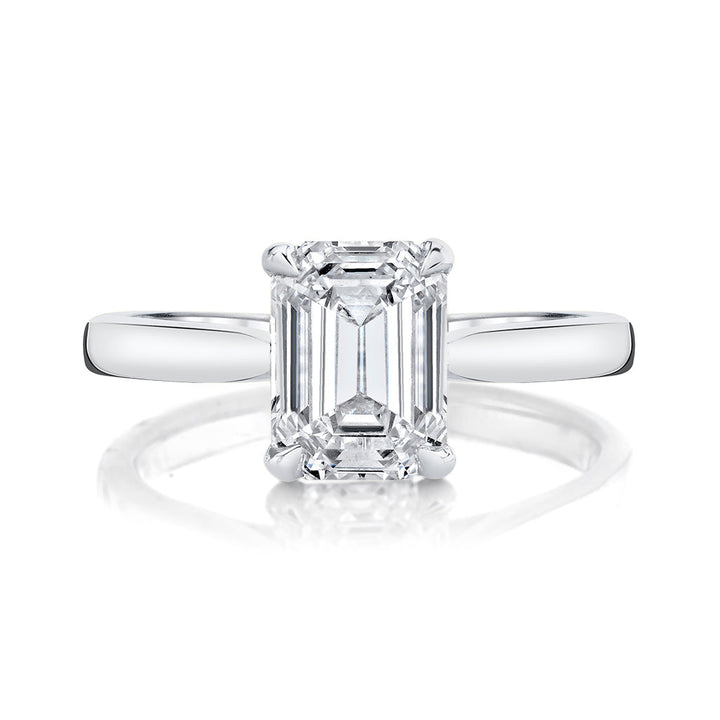 2.25ct Emerald Cut Solitaire Moissanite Diamond Engagement Ring