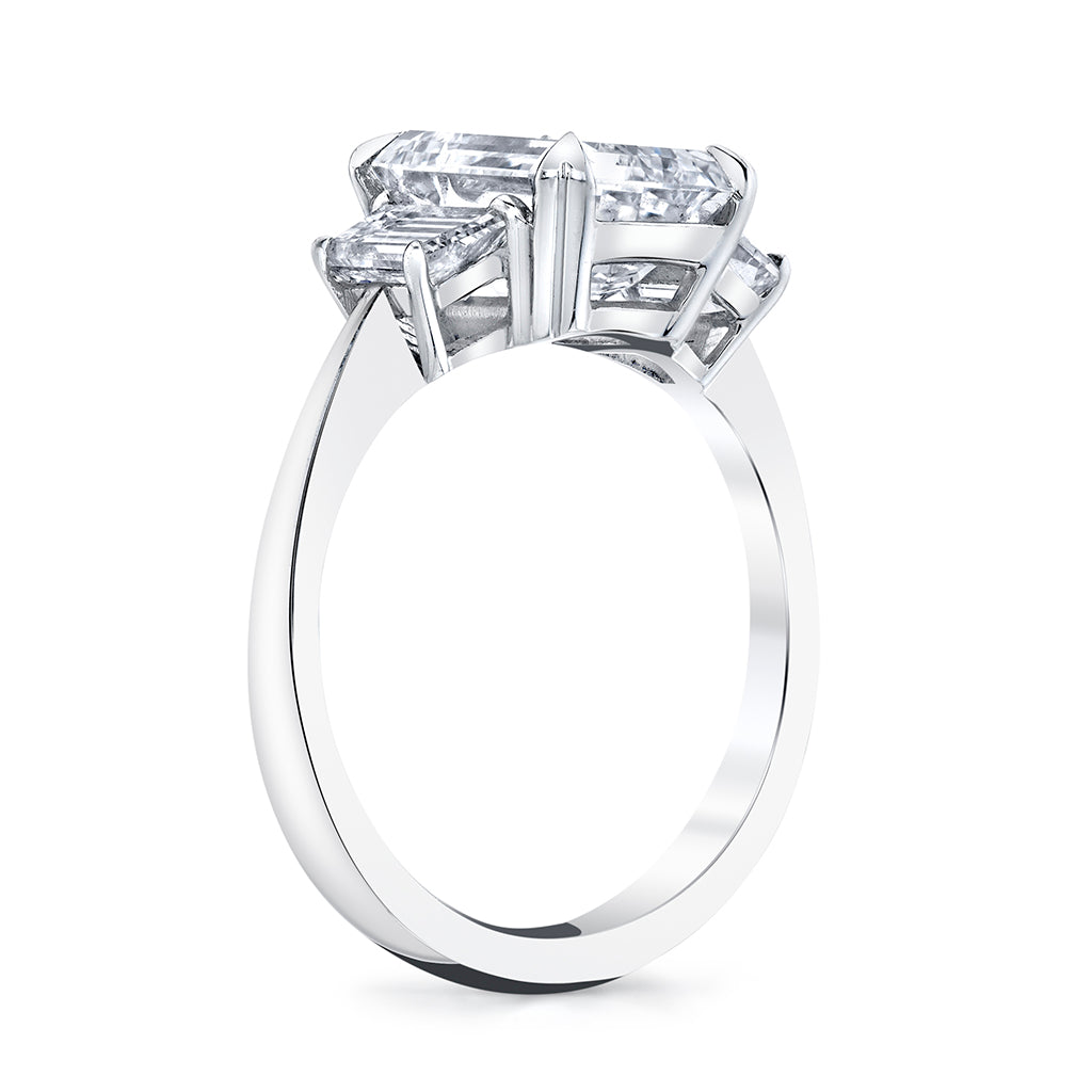 3.57CT Emerald Cut Three Stone Moissanite Diamond Engagement Ring