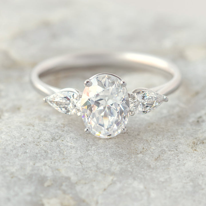 1.33CT Oval Cut 3 Stone Moissanite Engagement Ring