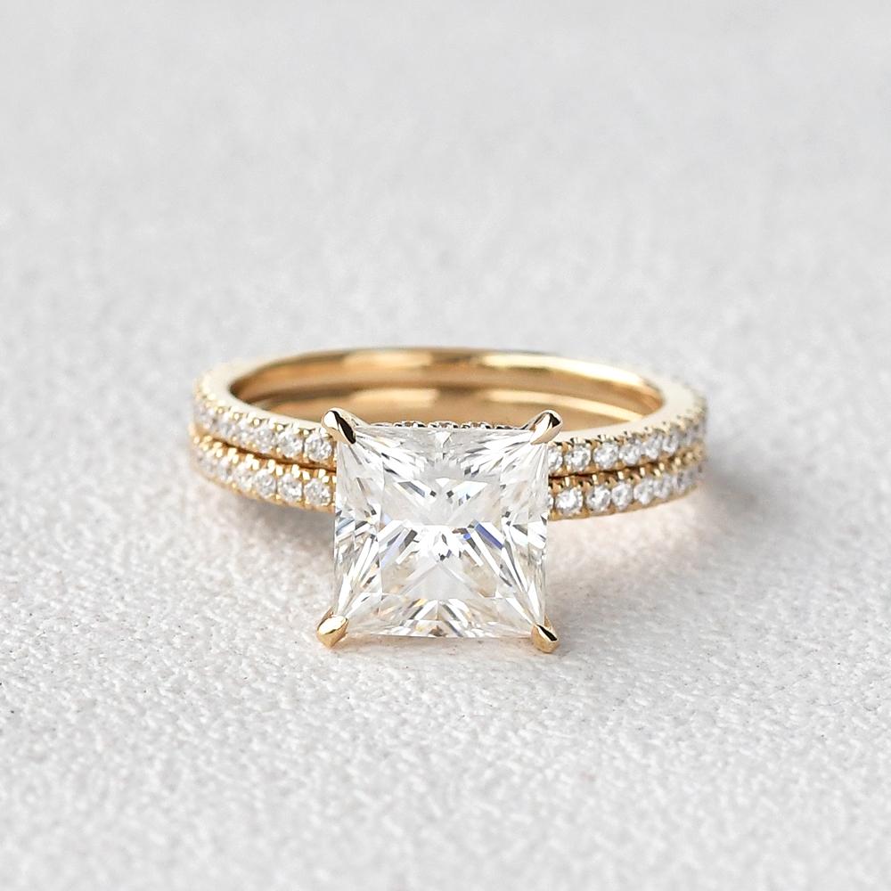Princess Cut Diamond Ring Gold Band Princess Cut Moissanite