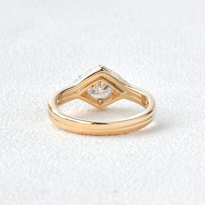1.0CT Round Brilliant Cut Moissanite Hexagon Shape Bridal Engagement Ring Set
