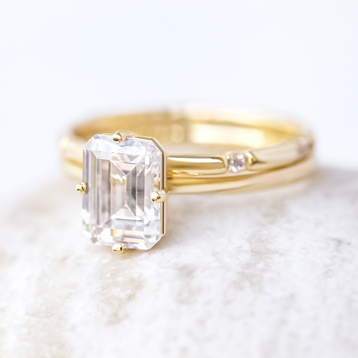 2.30CT Emerald Cut Solitaire Moissanite Engagement Ring