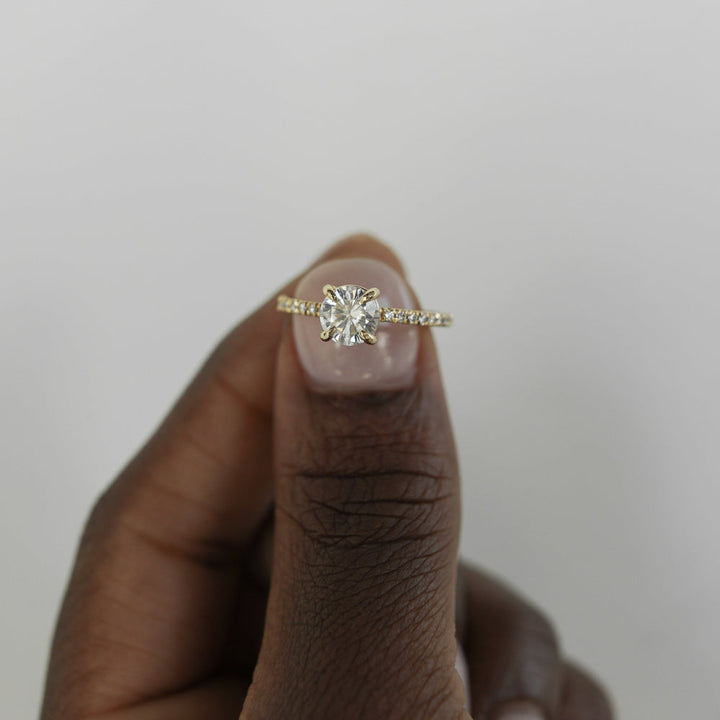 1.50CT Round Moissanite Diamond Pave Engagement Ring