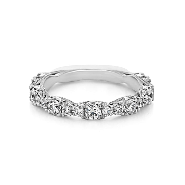 Round Brilliant Cut Clustered Half Eternity Pave Setting Wedding Band