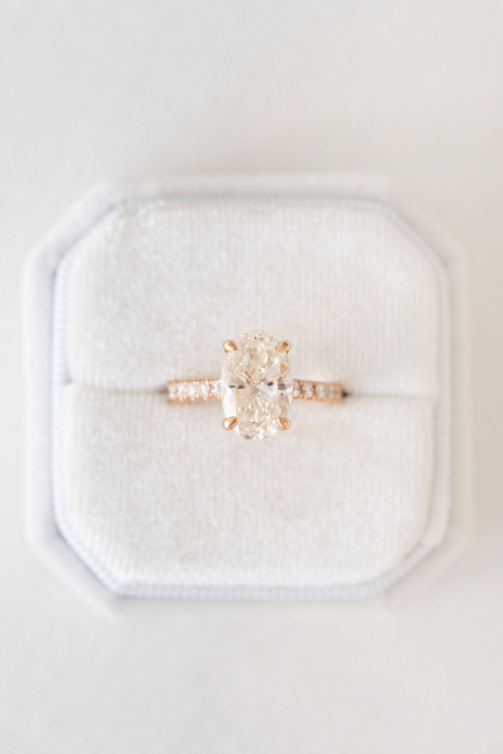 3.02ct Oval Cut Hidden Halo Moissanite Diamond Engagement Ring