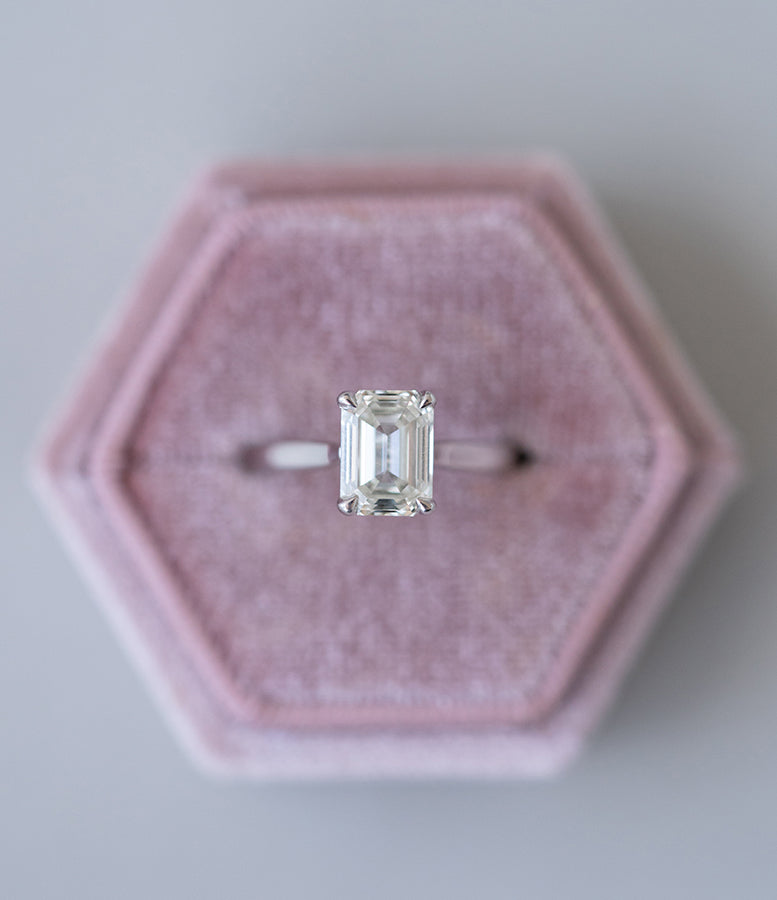 2.25ct Emerald Cut Solitaire Moissanite Diamond Engagement Ring