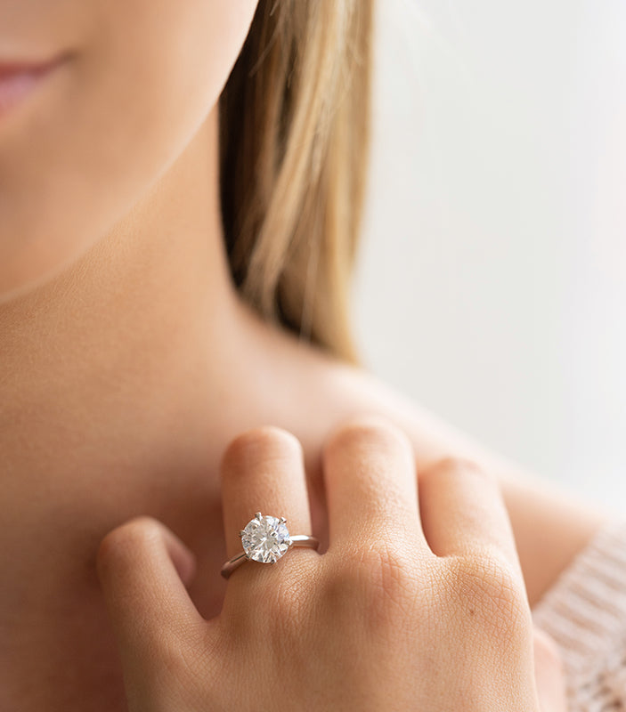 3.01CT Round Cut Solitaire Moissanite Diamond Engagement Ring
