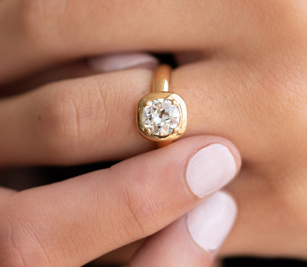 1.86CT Round Cut Bezel Solitaire Moissanite Diamond Engagement Ring