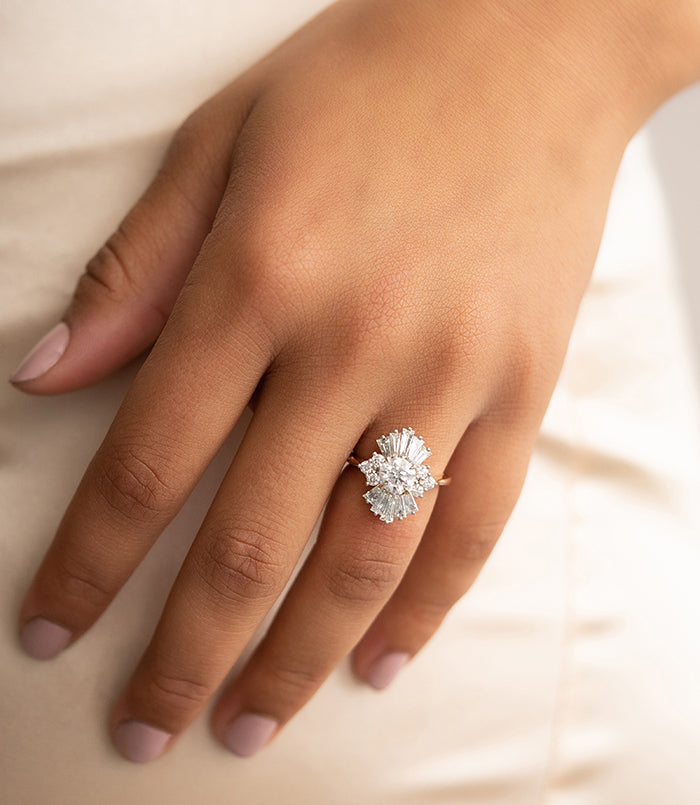 2.44CT Round Cut Art Deco Moissanite Diamond Engagement Ring