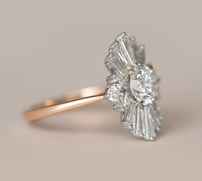 2.44CT Round Cut Art Deco Moissanite Diamond Engagement Ring