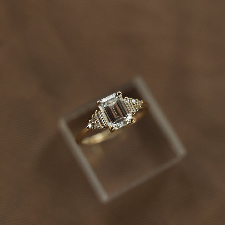 1.70CT Radiant Moissanite Diamond Cluster Engagement Ring
