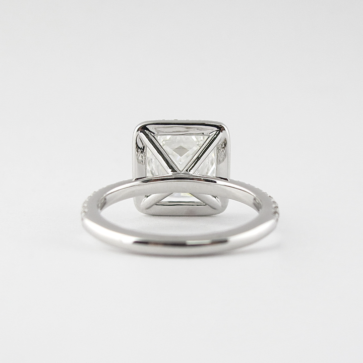 2.0CT Princess Cut Halo Moissanite Diamond Engagement Ring