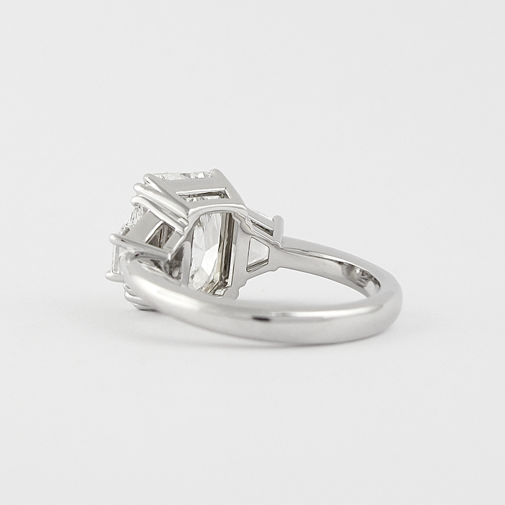 2.50CT Radiant Cut Trapezoid Moissanite 3 Stone Engagement Ring