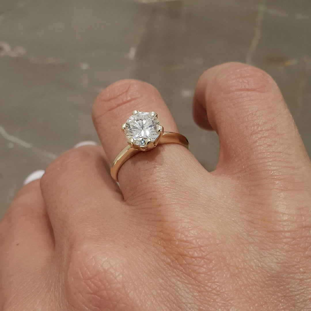 1.25 Carat Round Solitaire Moissanite Engagement Ring