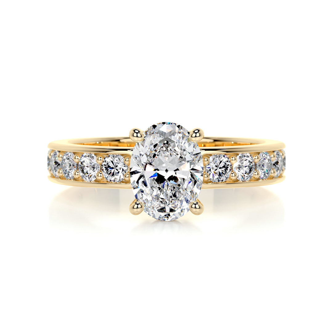 1.0 Carat Oval Cut Pave Moissanite Engagement Ring