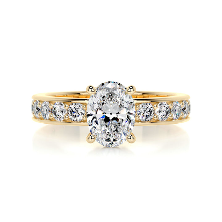 1.0 Carat Oval Cut Pave Moissanite Engagement Ring