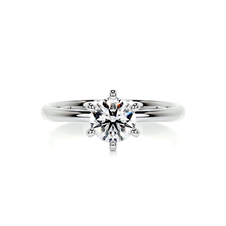 1.0 Carat Round Solitaire Moissanite Engagement Ring