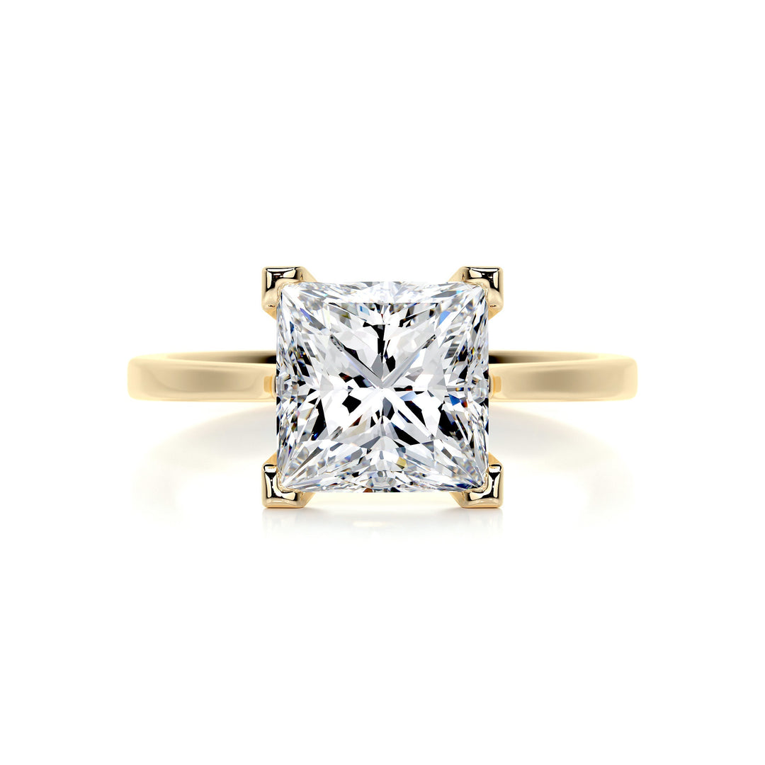 3 Carat Princess Cut Solitaire Moissanite Engagement Ring In 18K Solid Gold