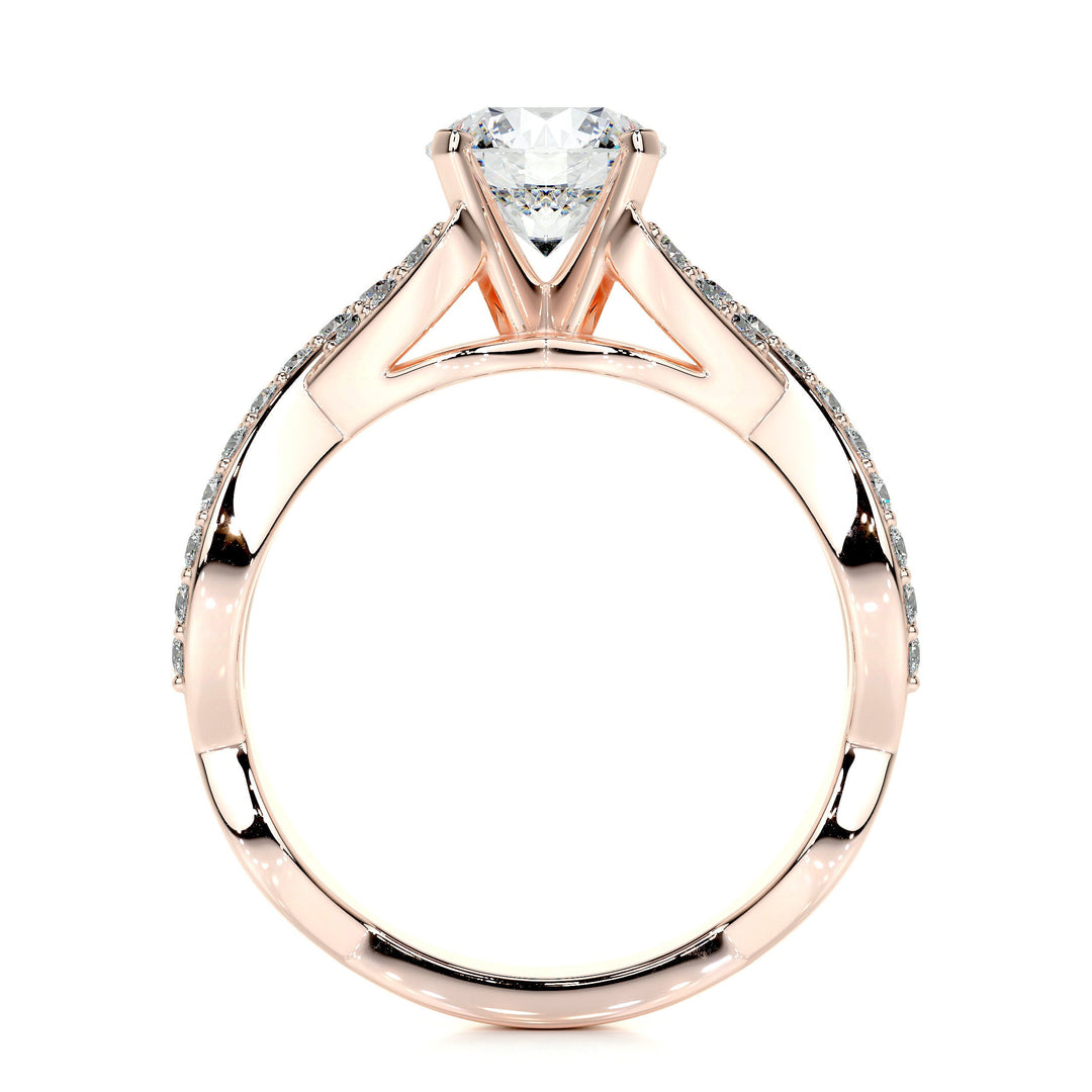 1.35 Carat Round Cut Infinity Shank Moissanite Engagement Ring