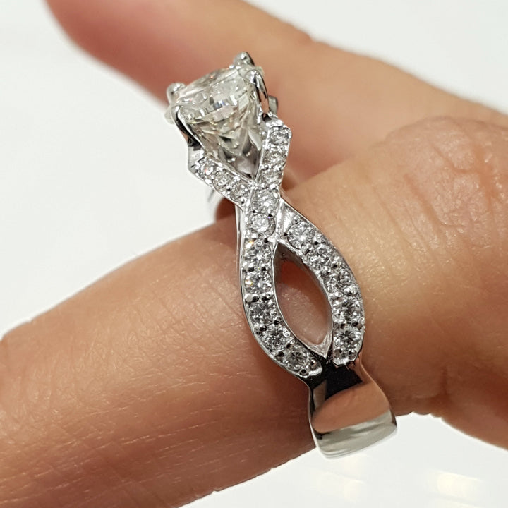 1.15 Carat Round Cut Infinity Shank Moissanite Engagement Ring