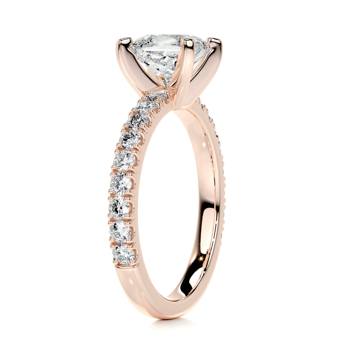 1.07 Carat Princess Cut Pave Moissanite Engagement Ring