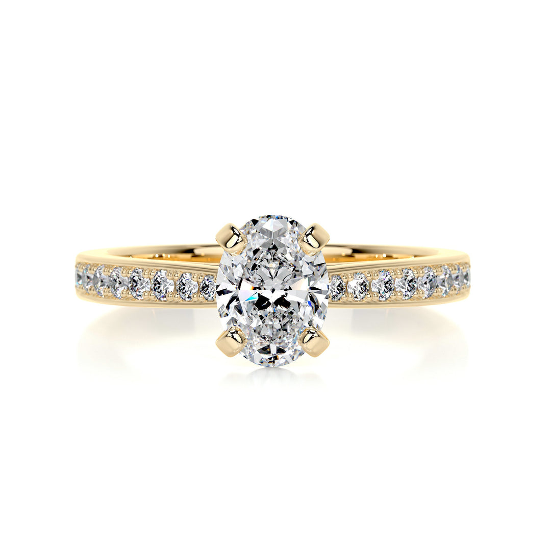 1.0ct Oval Cut Pave Moissanite Engagement Ring