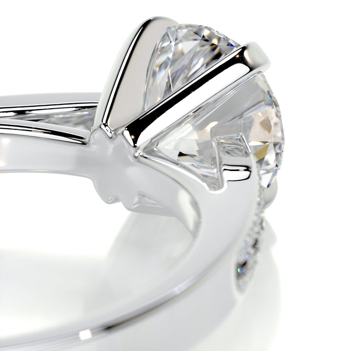 1.25 Carat Round Cut Unique Pave Moissanite Engagement Ring