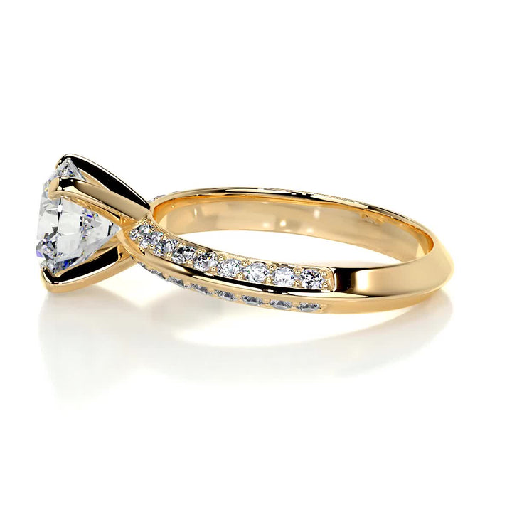 2.0 Carat Round Cut Unique Pave Moissanite Engagement Ring