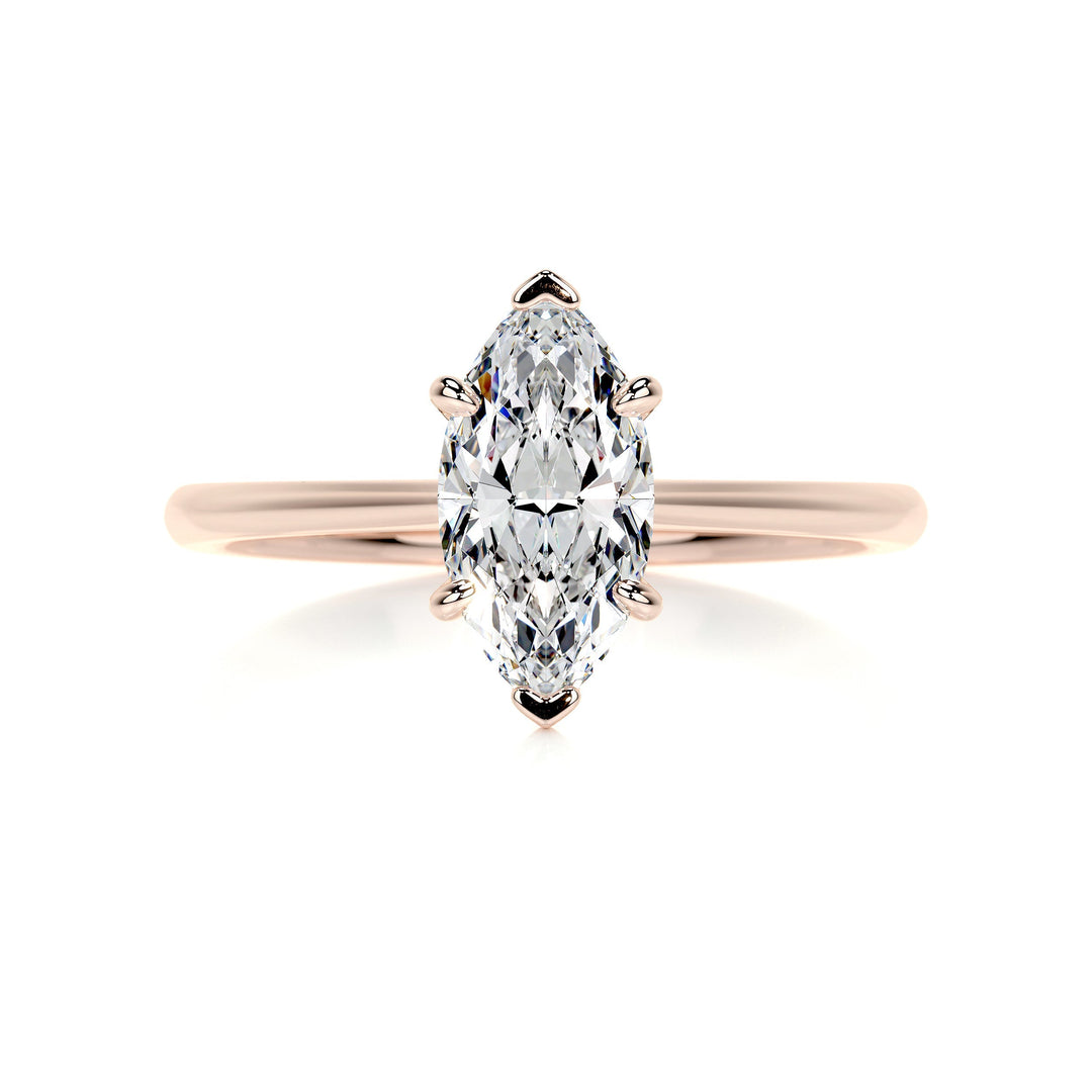 1.0ct Marquise Cut Solitaire Moissanite Engagement Ring