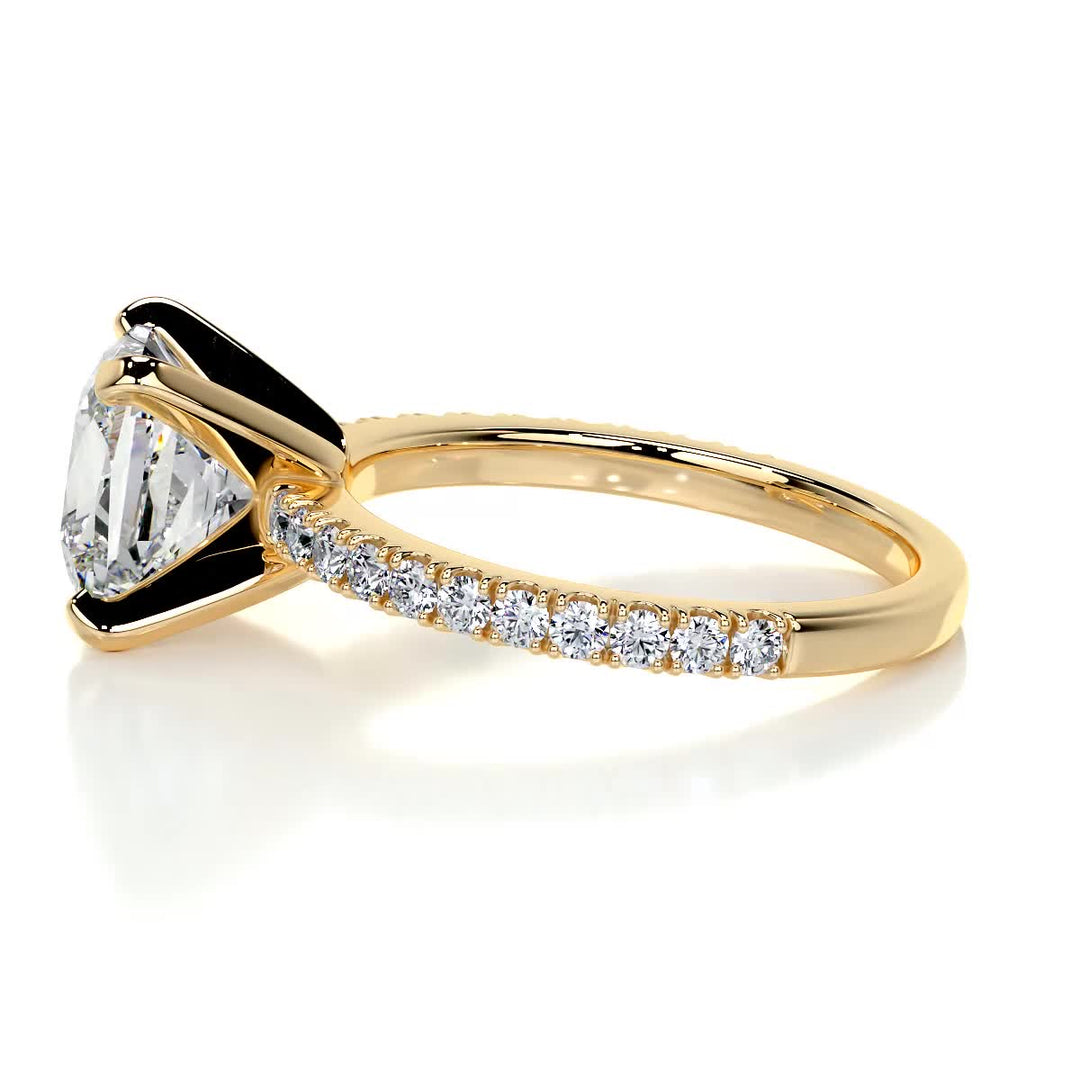 2.80 Carat Princess Cut Moissanite Pave Engagement Ring In 18K Solid Gold