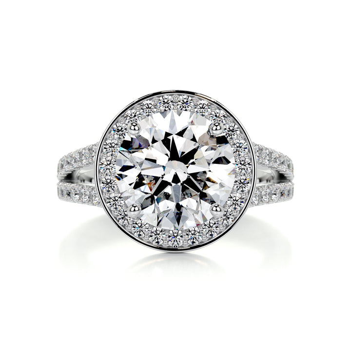 2.75 Carat Round Cut Moissanite Halo Style Twisted Engagement Ring