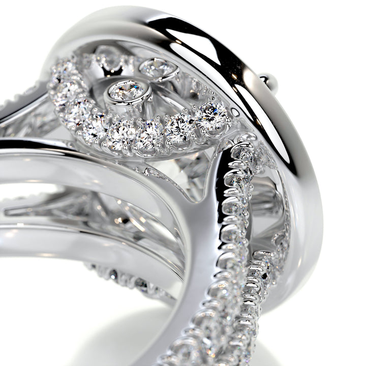 2.75 Carat Round Cut Moissanite Halo Style Twisted Engagement Ring
