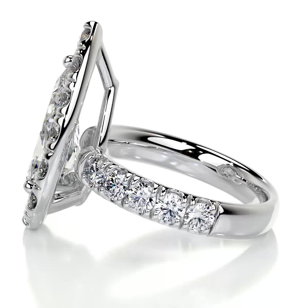 1.33ct Pear Shape Moissanite Halo Style Engagement Ring