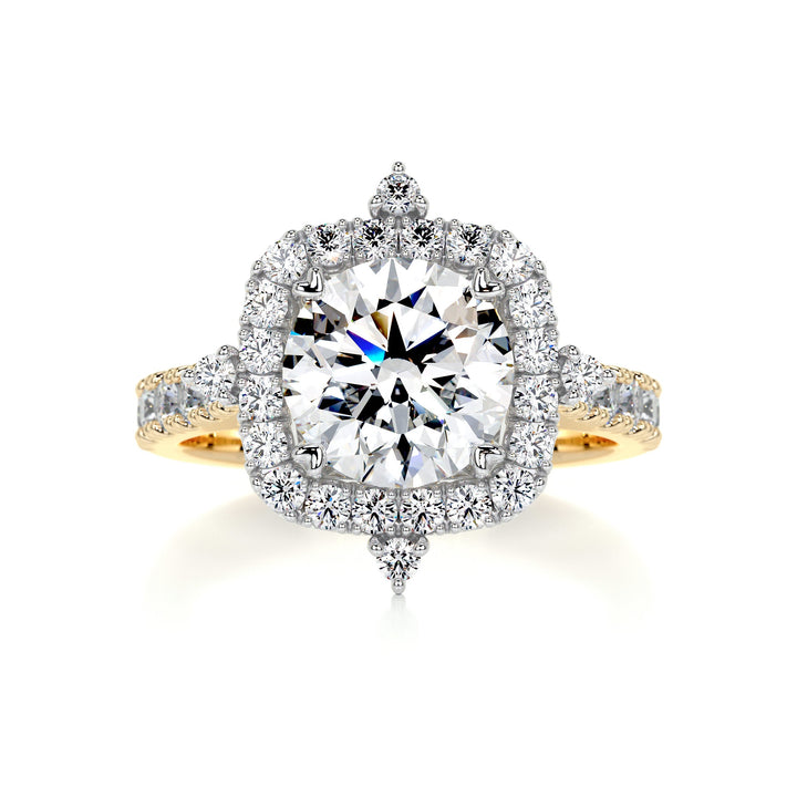 1.5 Carat Cut Round Halo Moissanite Two Tone Engagement Ring