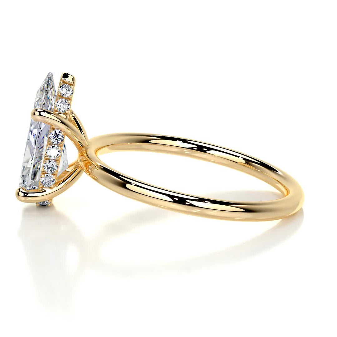 2.10 Carat Pear Cut Hidden Halo Moissanite Engagement Ring