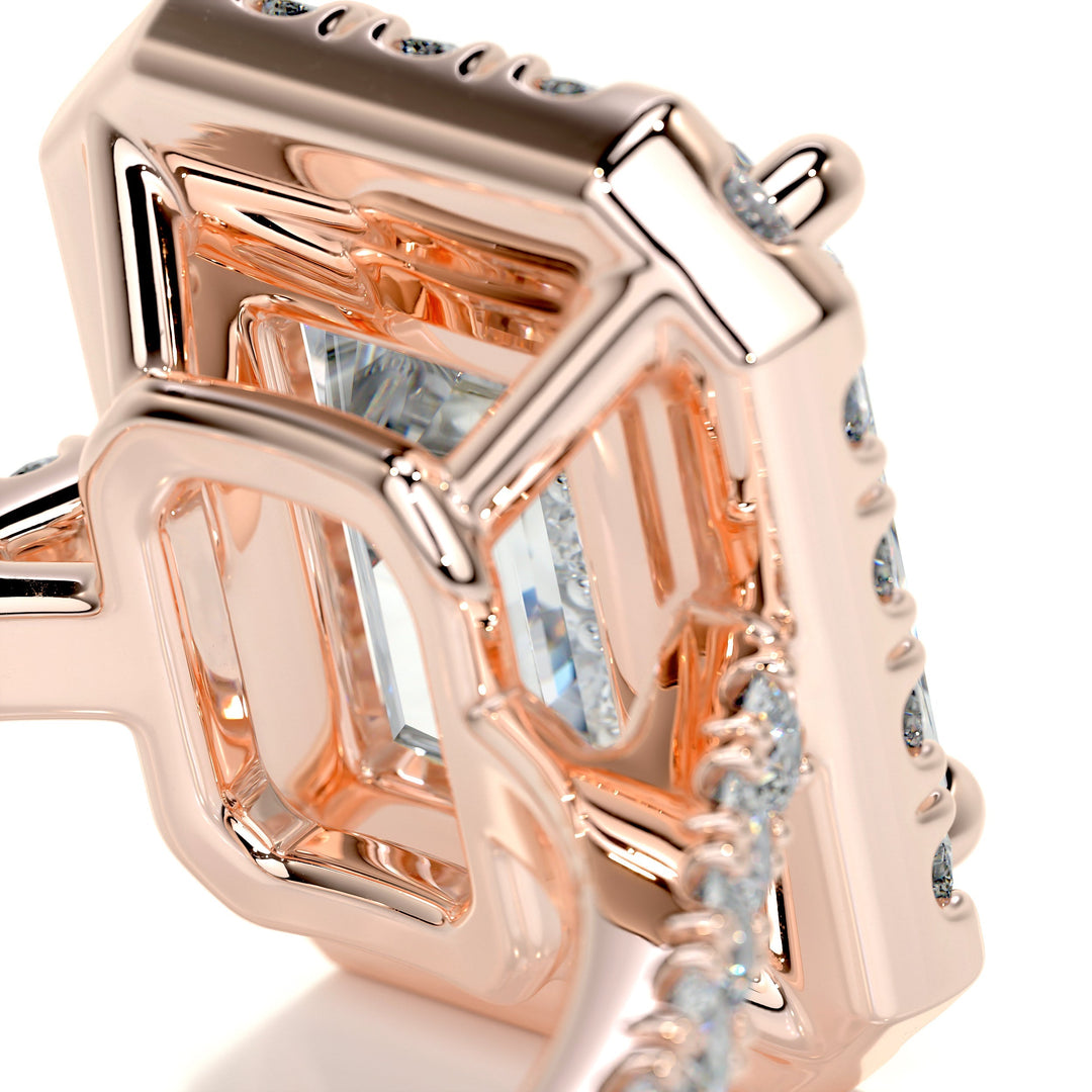 1.5 Carat Emerald Cut Halo Moissanite Engagement Ring