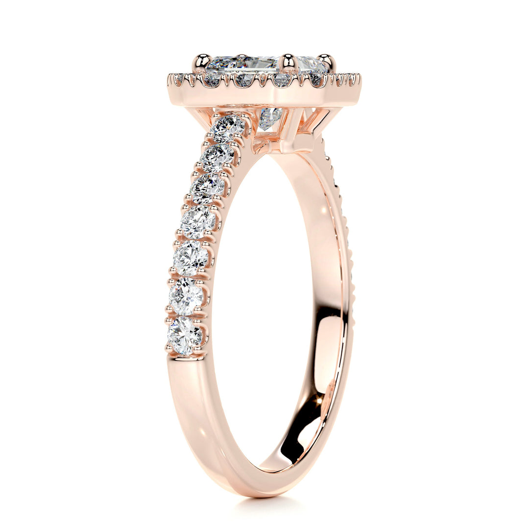 1.0 Carat Radiant Halo Moissanite Engagement Ring in 18K Solid Yellow | White | Rose Gold
