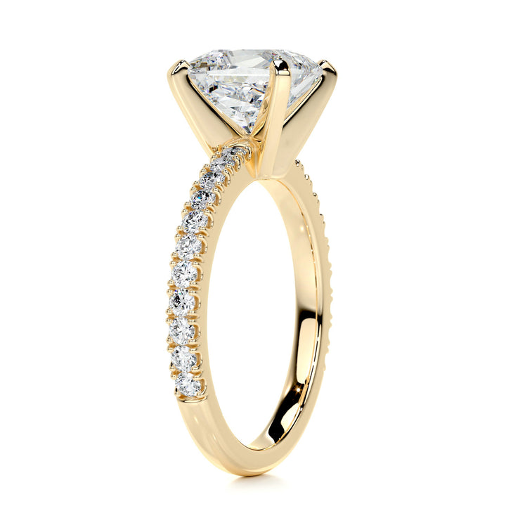 2.0 Carat Princess Cut Pave Moissanite Engagement Ring
