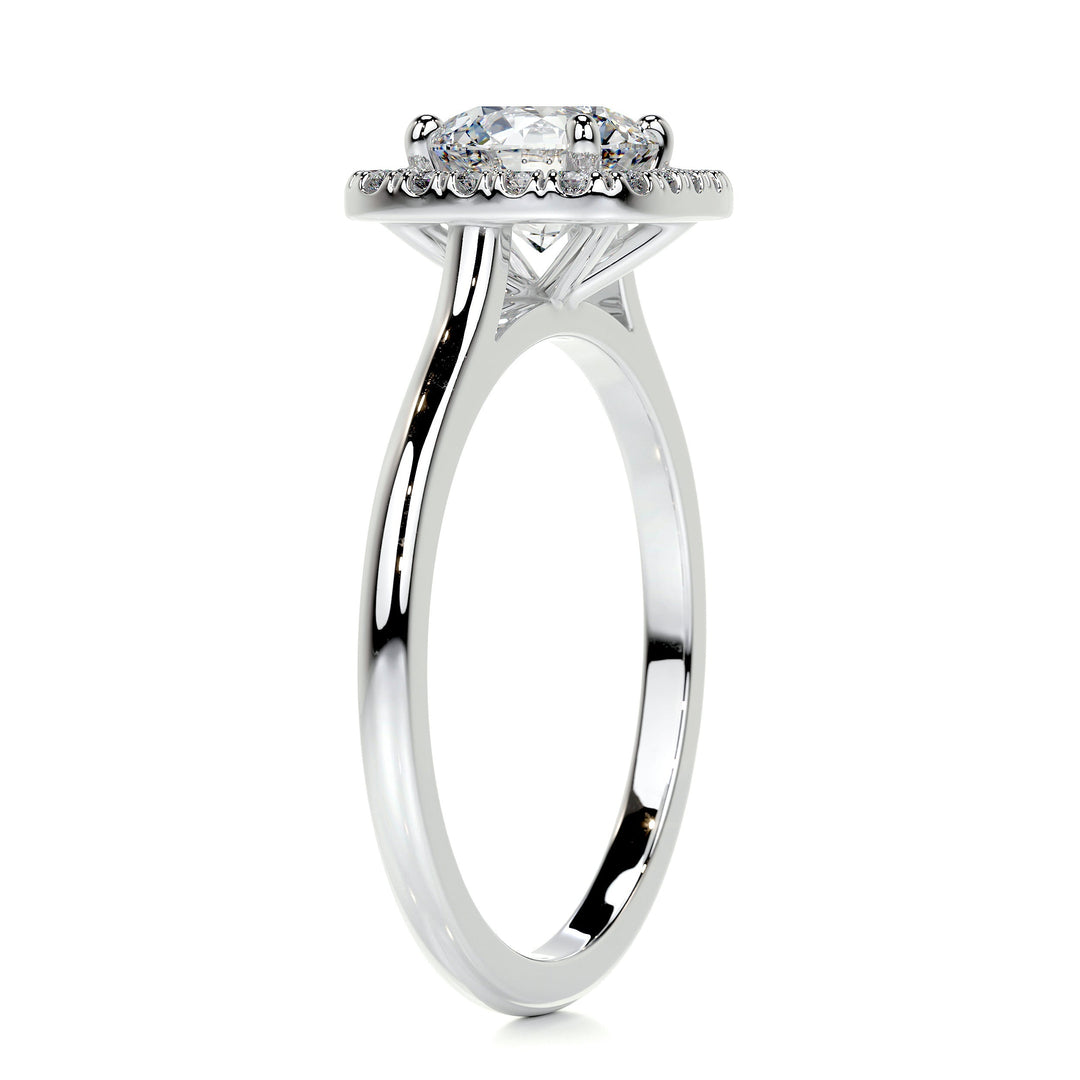 1.15 Carat Round Cut Halo Moissanite Engagement Ring