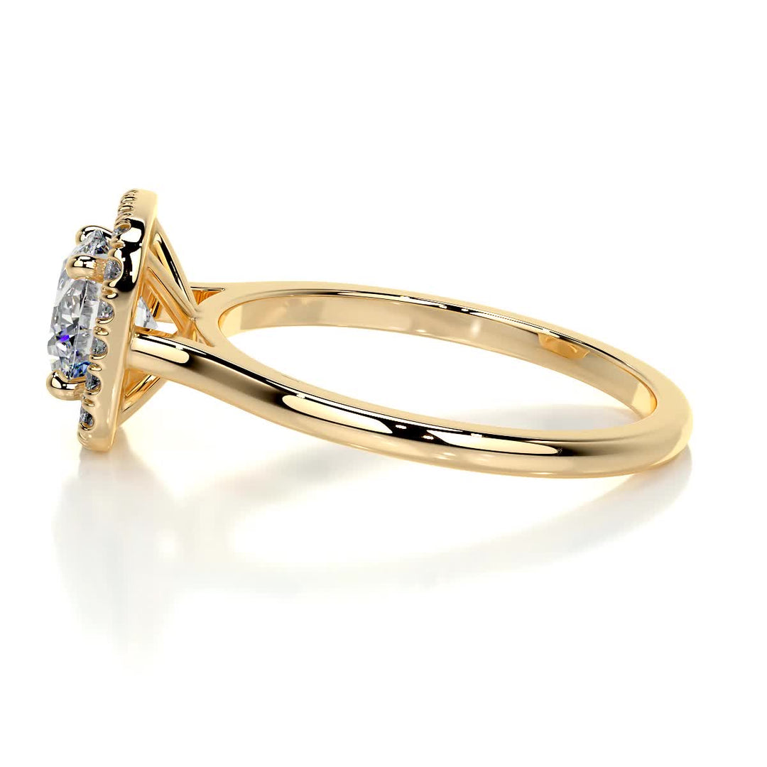 1.15 Carat Round Cut Halo Moissanite Engagement Ring