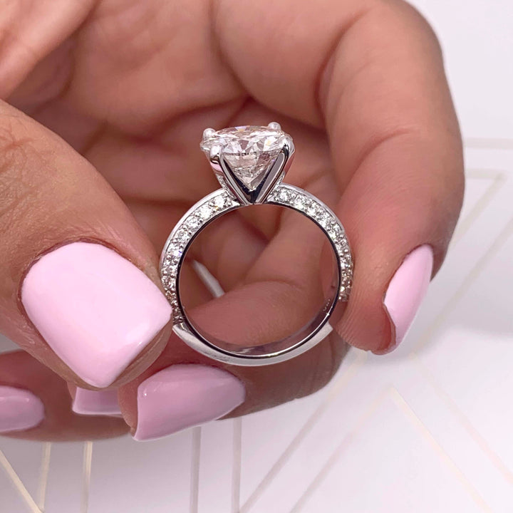1.90 Carat Round Cut Pave Moissanite Diamond Engagement Ring