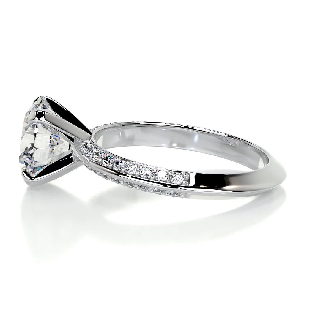 1.90 Carat Round Cut Pave Moissanite Diamond Engagement Ring