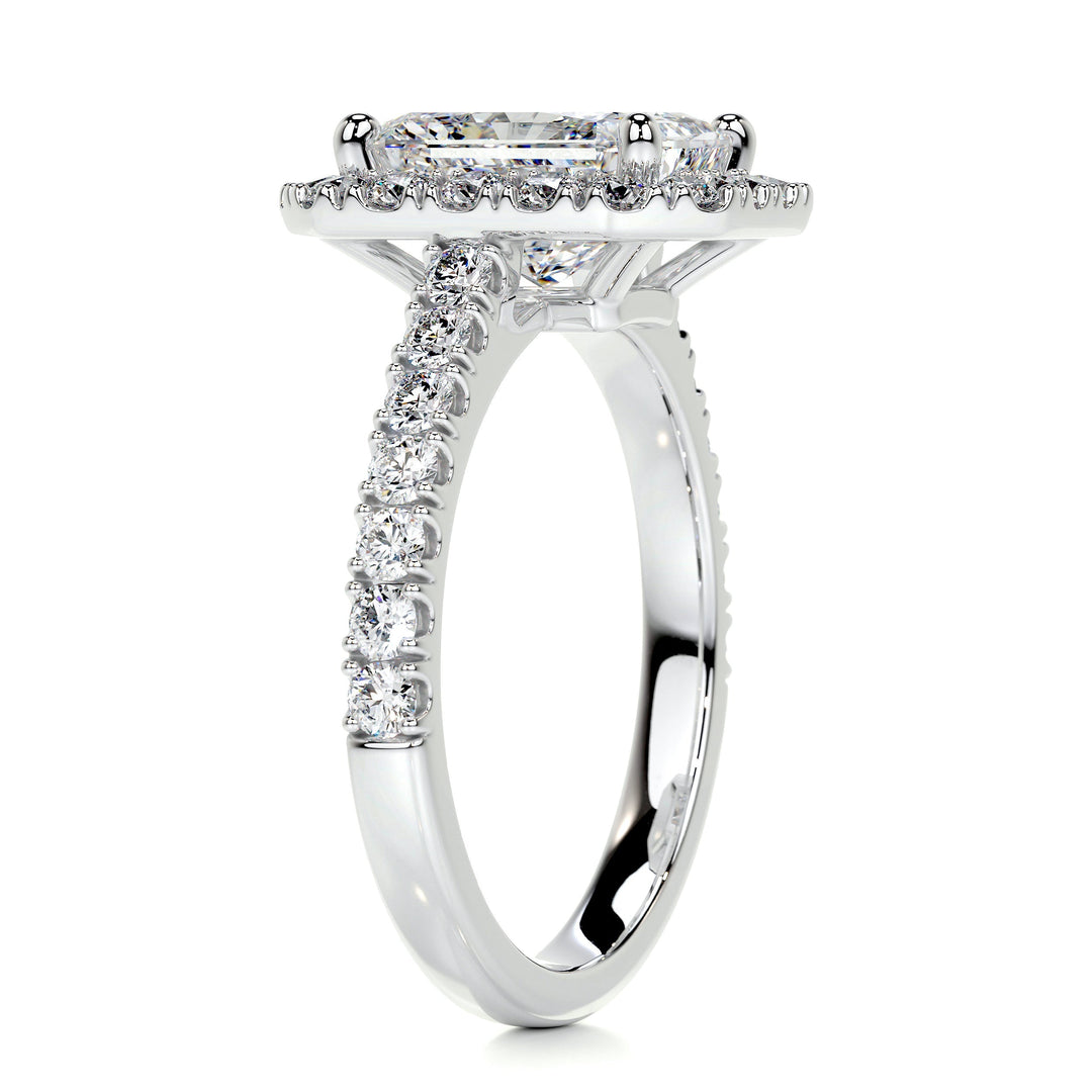 1.75 Carat Radiant Cut Halo Moissanite Engagement Ring