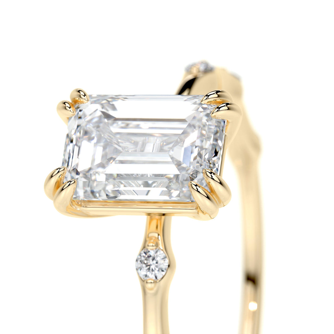1.50 Carat Emerald Cut Pave Moissanite Engagement Ring