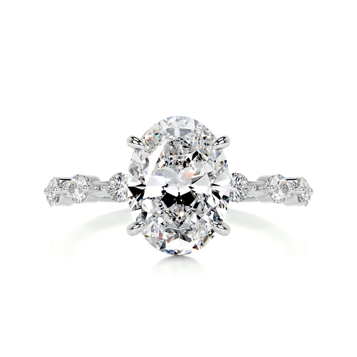 3.0 Carat Oval Cut Moissanite Solitaire Engagement Ring