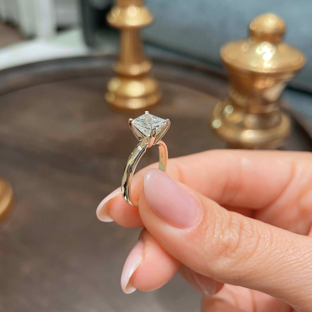1.5 Carat Princess Cut Solitaire Moissanite Engagement Ring